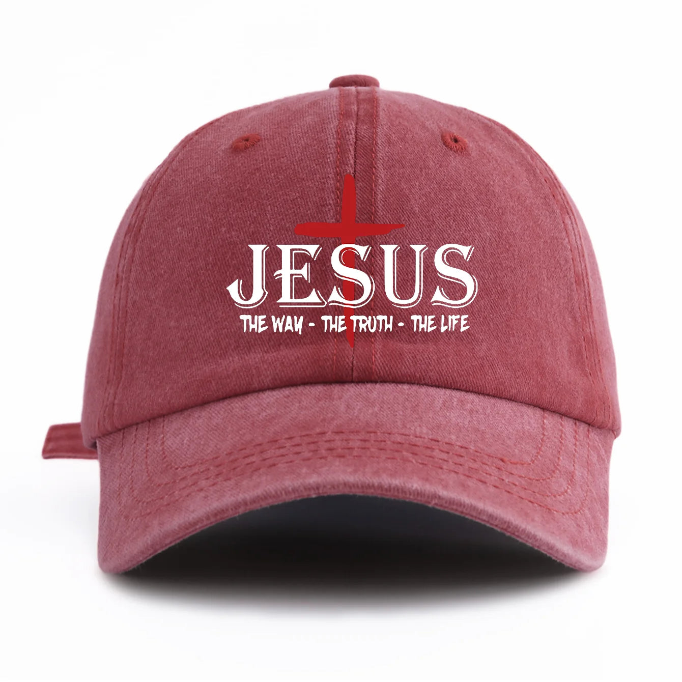 1 Pc Jesus Cross Print Washed Baseball Cap