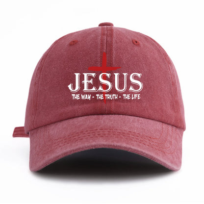 1 Pc Jesus Cross Print Washed Baseball Cap