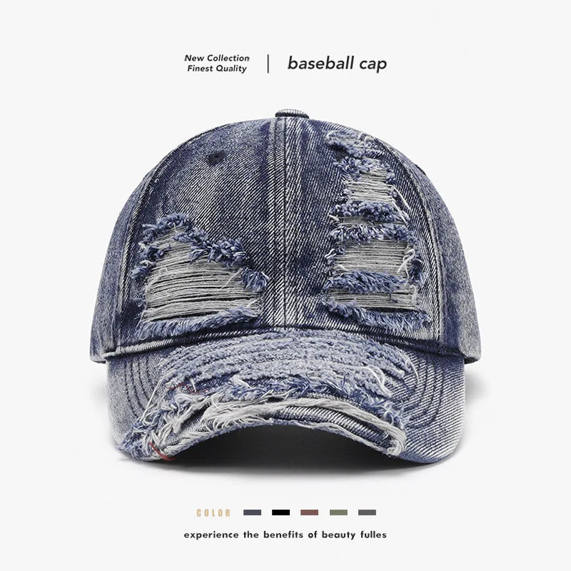Men's Distressed Denim Baseball Cap