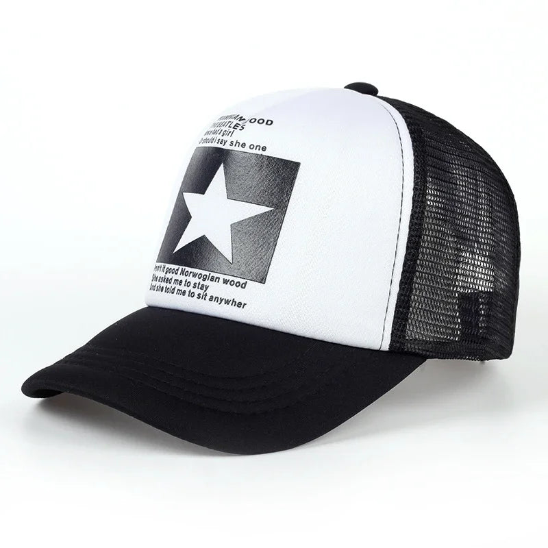 Unisfive-pointed Star Printed Baseball Cap Spring Summer Breathable Net Caps Men Women