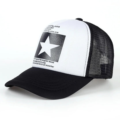 Unisfive-pointed Star Printed Baseball Cap Spring Summer Breathable Net Caps Men Women