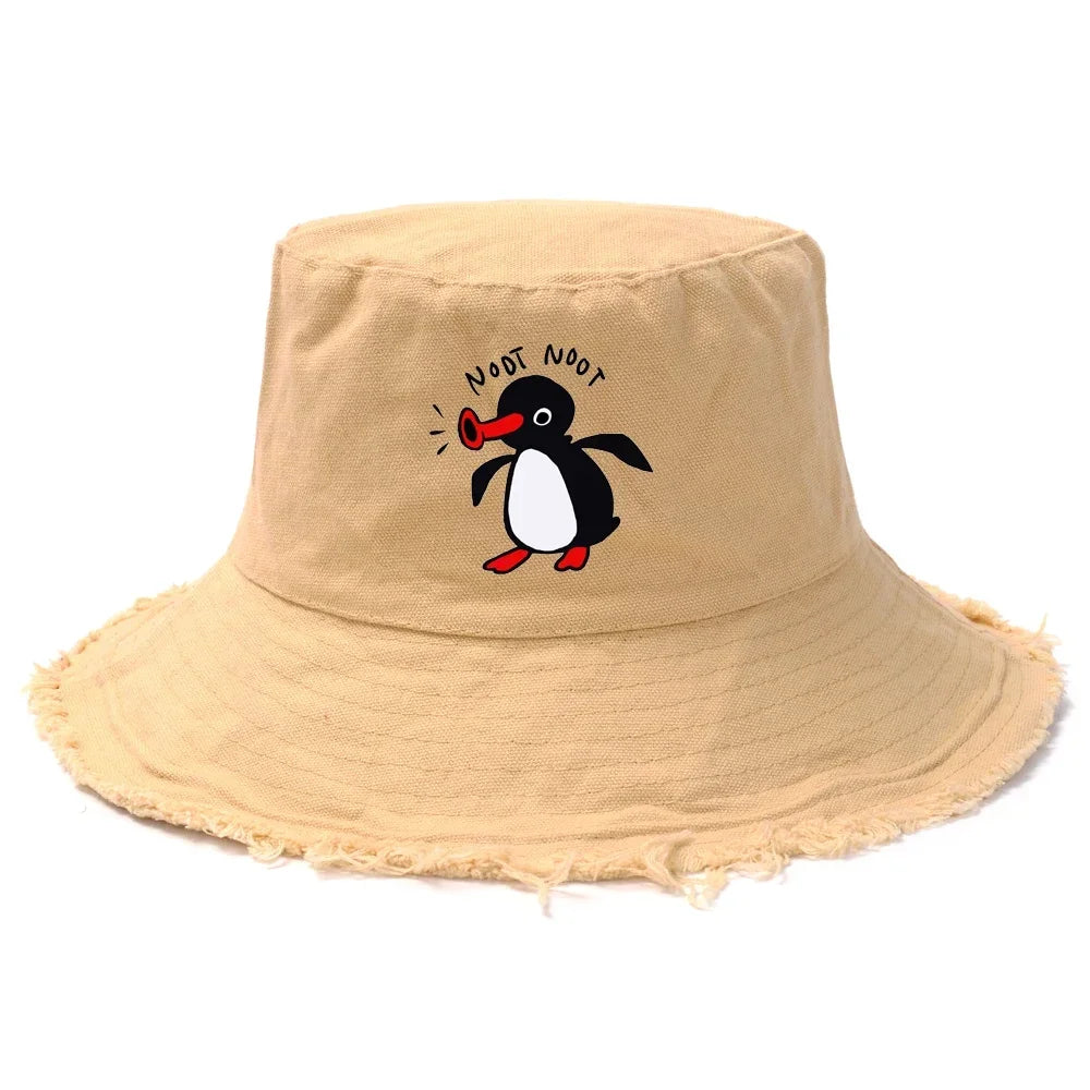 Summer Penguin Bucket Hat Reversible Bob Men Women Cotton
