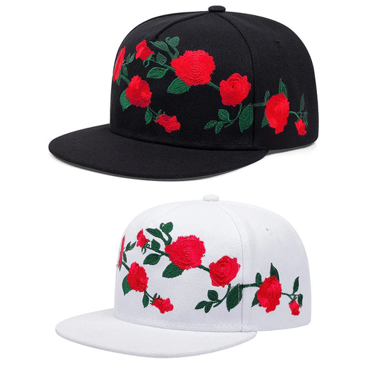Fashion Fastball Rose Embroidery Hip Hop Baseball Cap Snapback Hat Adult