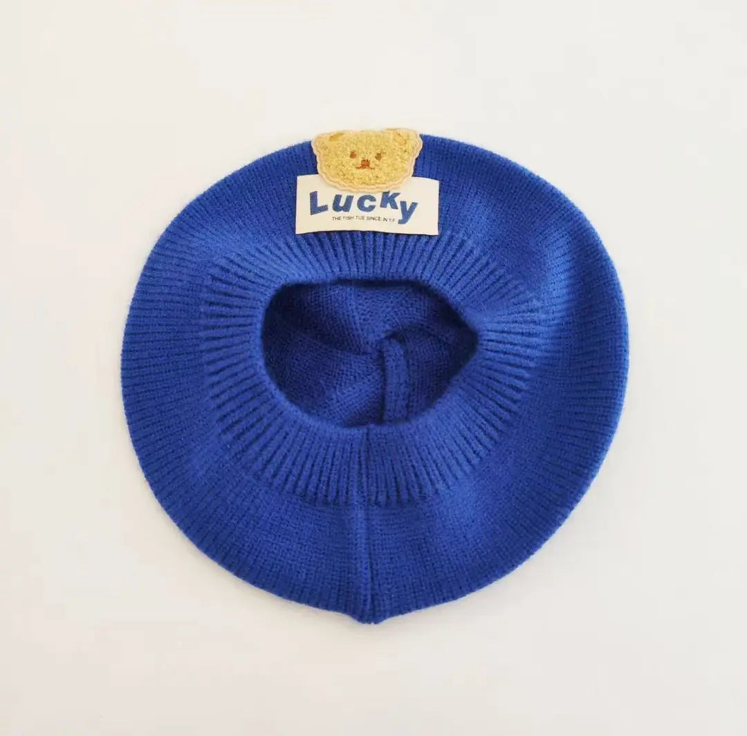 Flower Baby Beret Hat Winter Warm Knitted Beanie Cap