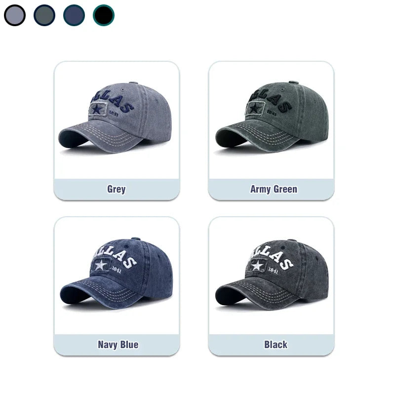 4 Colors Unisex Dallas 3D Embroidered Baseball Cap Snapback Caps