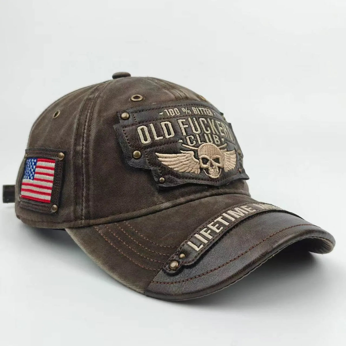 American Punk Old Timer Club Fashion Casual Washed Vintage Baseball Cap Embroidered Style Unisex Duckbill Cap
