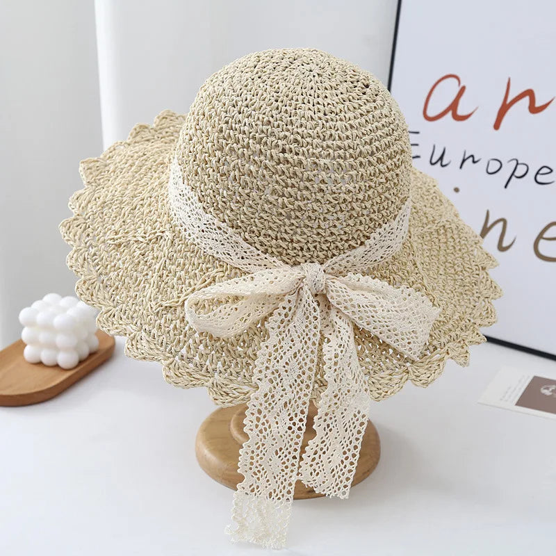 New Summer Beach Hat For Women Popular Wide Brim Straw Bucket Hat