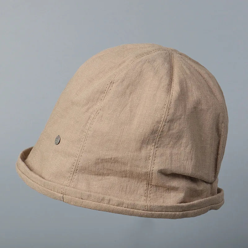 Linen Curled Edge Sun Hats For Women Foldable Bucket Hat Summer Visors Caps