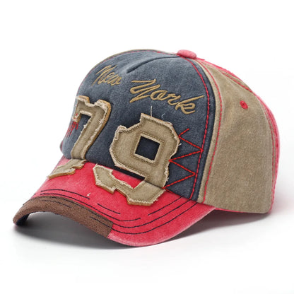 New Heavy Duty Embroidered Letter 79 Baseball Cap Trendy Casual Hat Water Washed Style