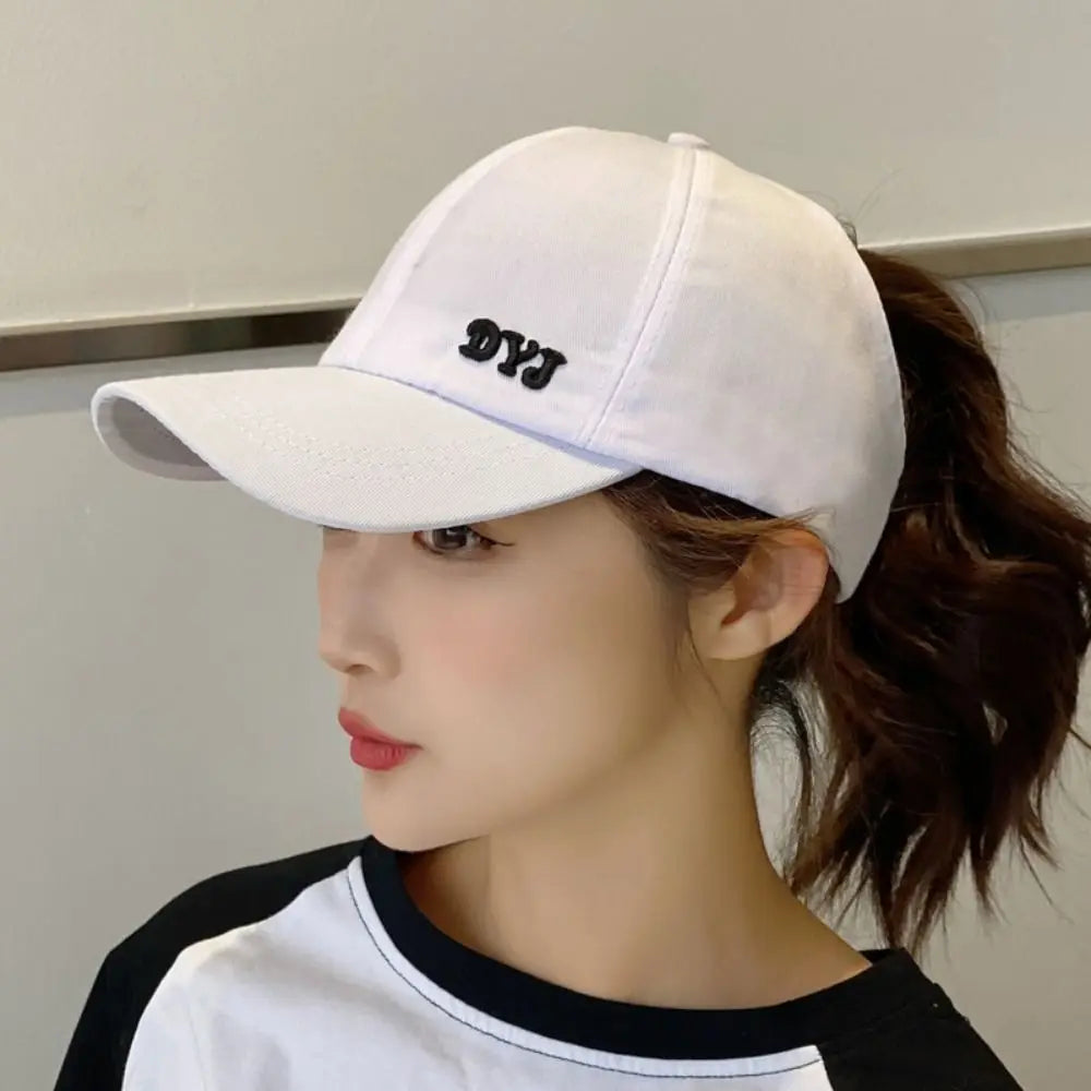 Adjustable Cotton Ponytail Hat With Ponytail Hole Baseball Caps