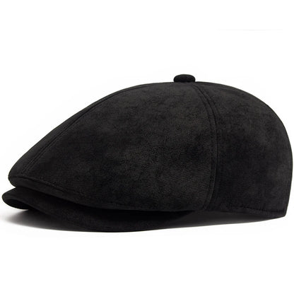 New PU Imitation Leather Newsboy Cap Fashion Vintage Men Women Berets