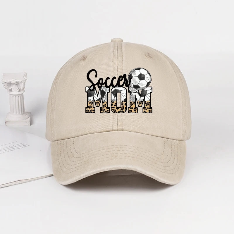 Leopard Print Soccer Mom Washed Baseball Cap