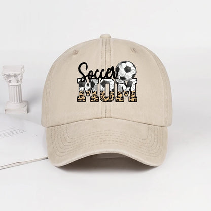 Leopard Print Soccer Mom Washed Baseball Cap