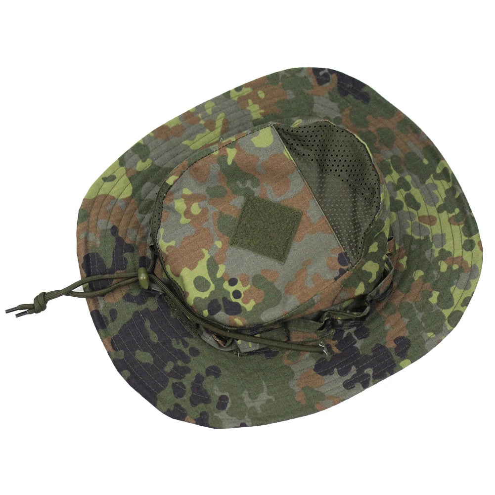 Camouflage Enthusiasts Square Pocket Camo Bonnie Cap US Bucket Benny Hats Fishing