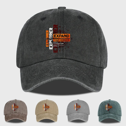 Explorer Compass Print Washed Baseball Cap