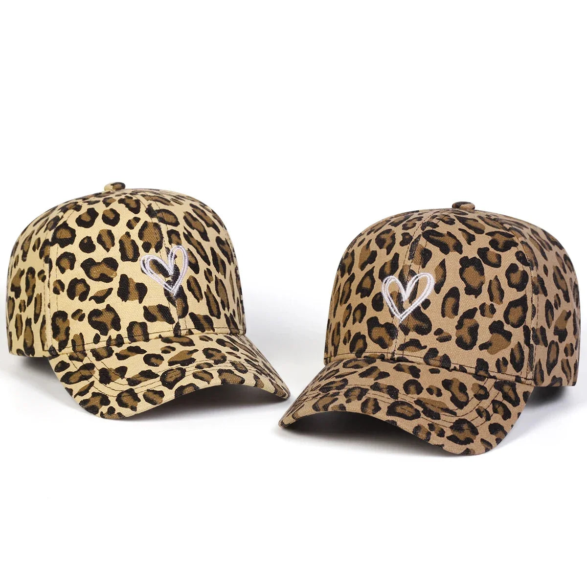 Unisex Love Embroidery Leopard Print Baseball Caps Spring and Autumn