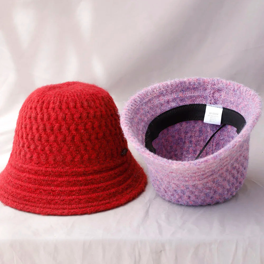 2025 Knitted Bucket Hat Fashion Color Block Women's Hip Hop Cap