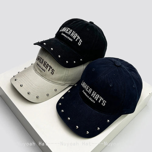 American Retro Rivet Embroidered Letters Baseball Hats