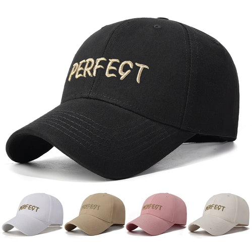 Cotton Black Letters Gold Thread Embroidery Baseball Cap