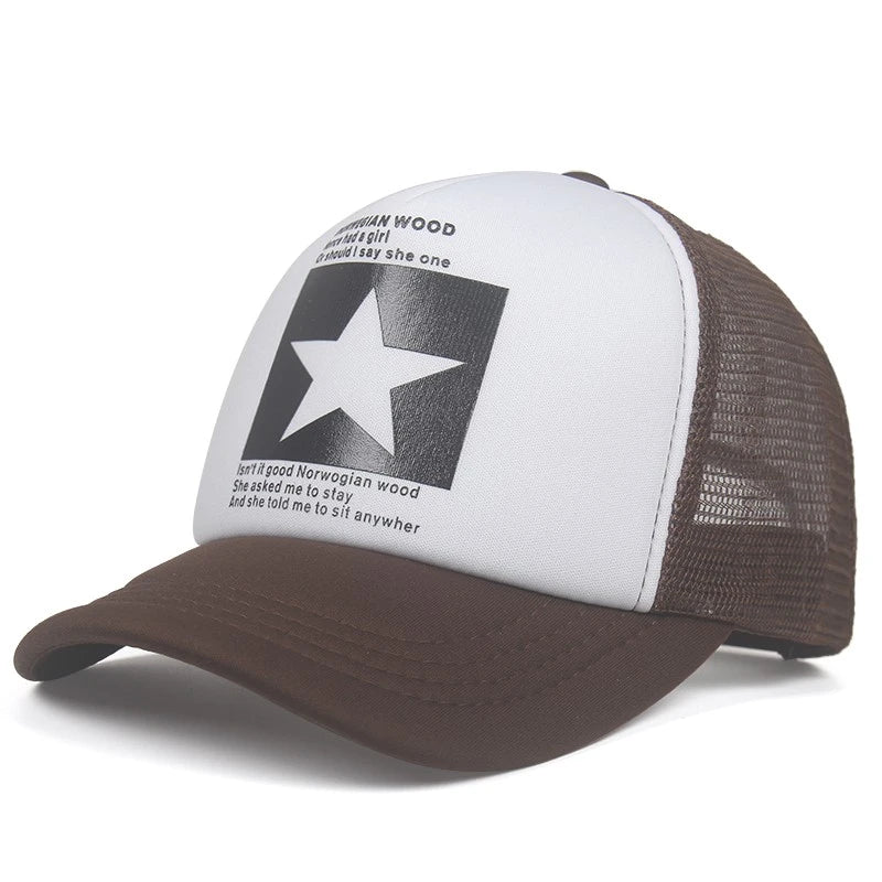 New Trendy Breathable Mesh Hat Pentagram Street Dance Skateboarding Outdoor Leisure Sunshade Baseball Hat Unisex
