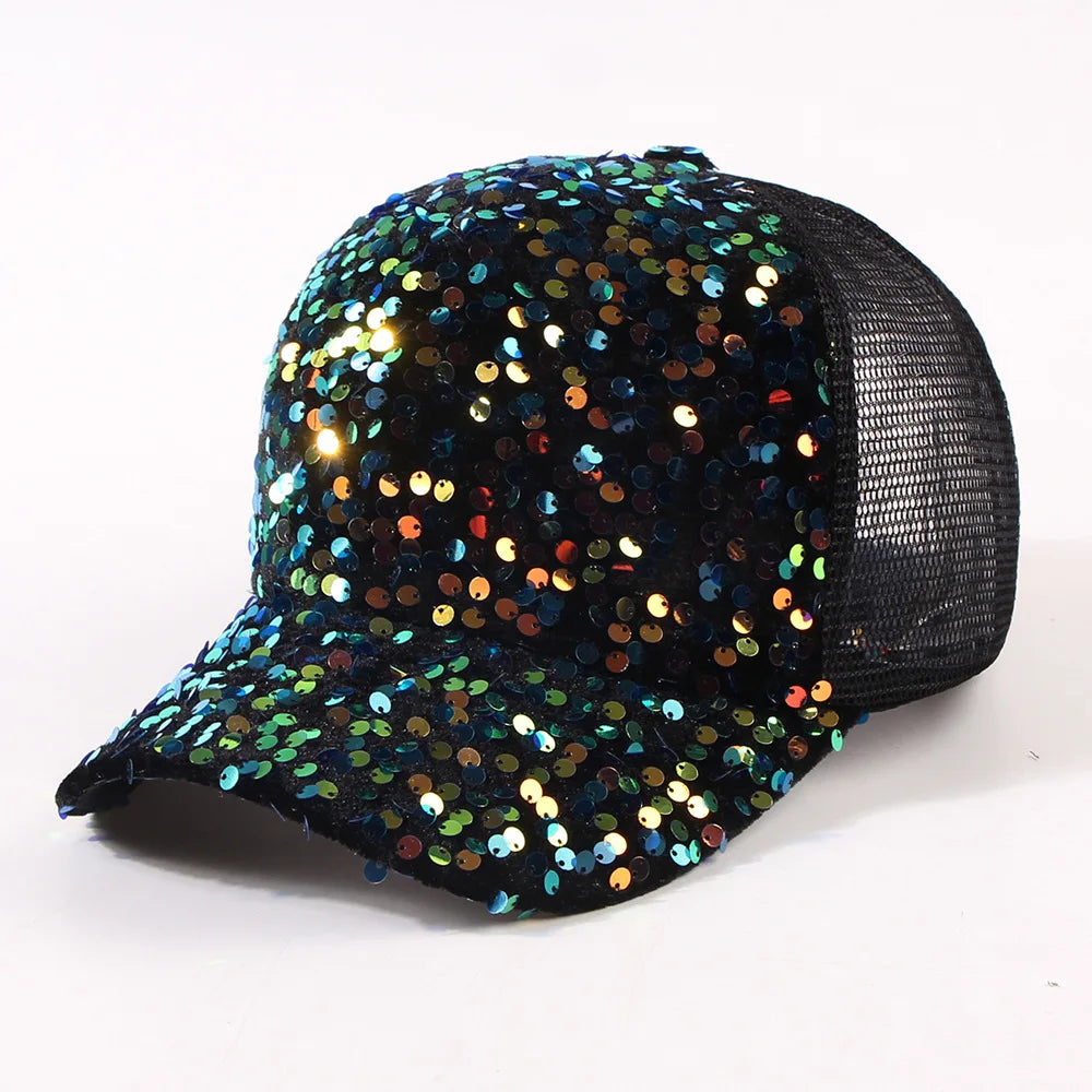 Sequin Baseball Cap Women