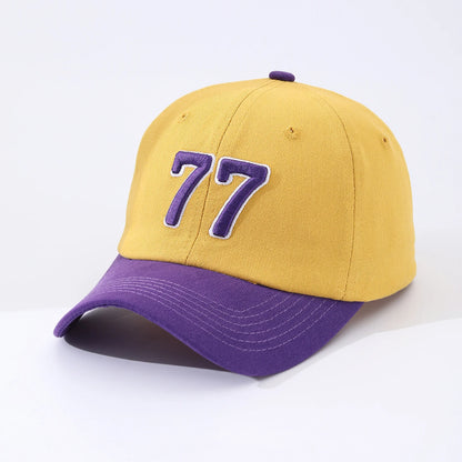 European and American Style Patchwork Embroidered Number 77 Baseball Cap