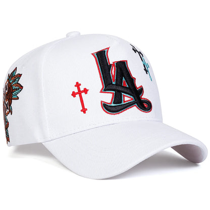 Unisex LA Letter Cross Embroidery Baseball Caps Spring and Autumn