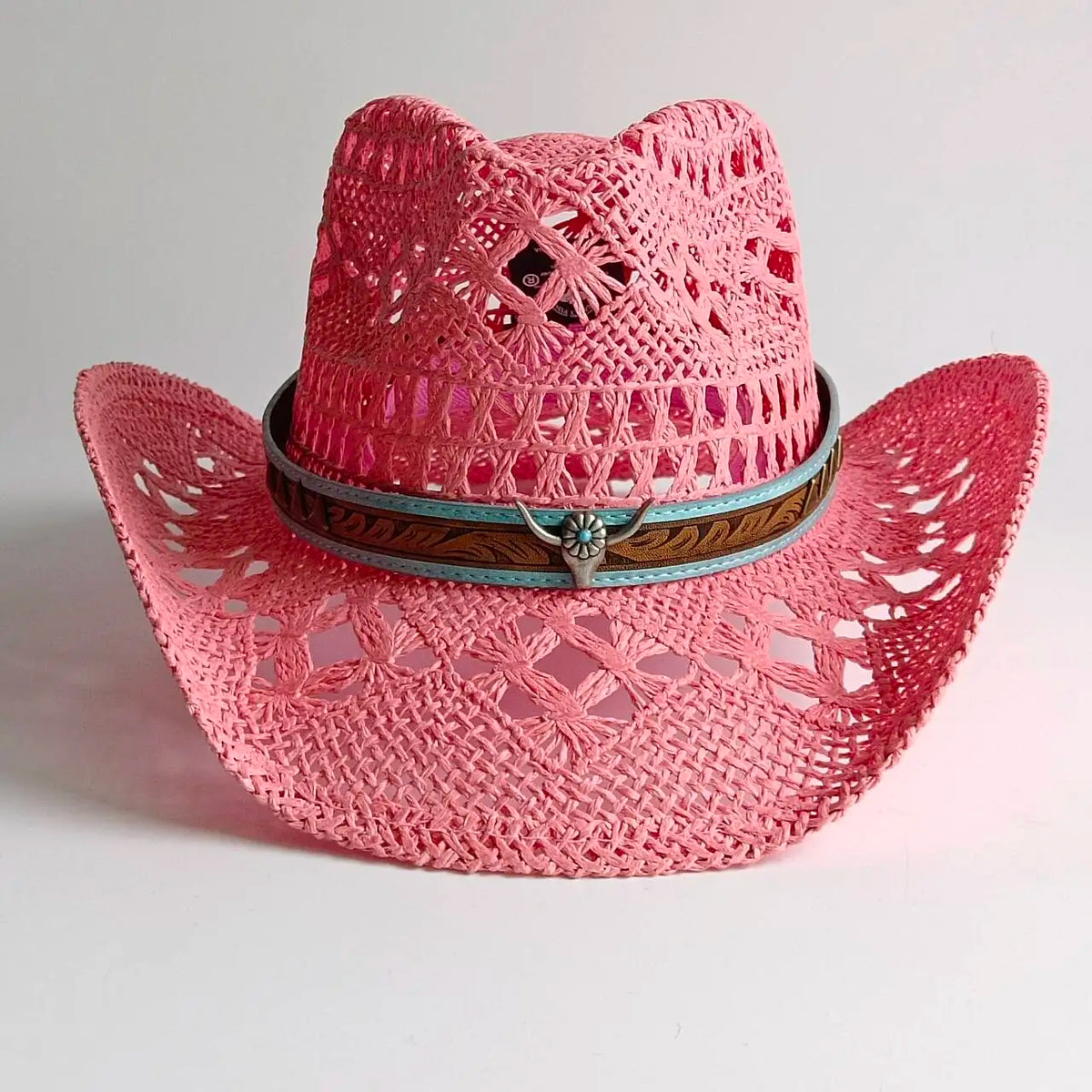 Hand-Woven Crochet Raffia Cowboy Hat