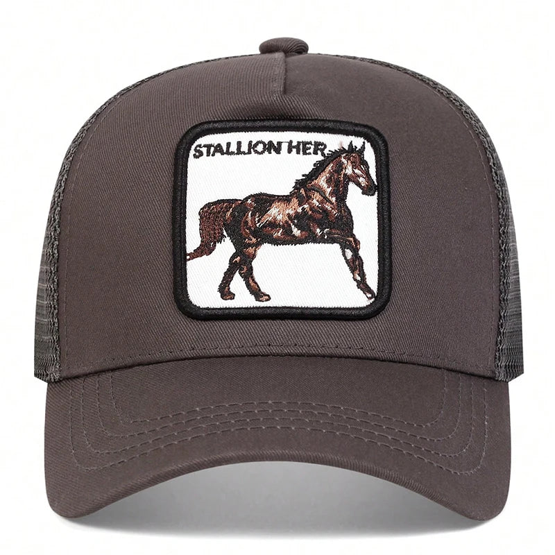 Unisex STALLION HER Letter Embroidery Baseball Net Caps Outdoor Adjustable Casual Hats Dad Hat Sunscreen Hat
