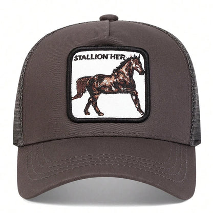 Unisex STALLION HER Letter Embroidery Baseball Net Caps Outdoor Adjustable Casual Hats Dad Hat Sunscreen Hat