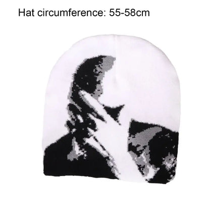 Fashion Printing Knitting Cap Hat Y2k Fiber Cold Cap Keep Warm Couple Warm Hats Outdoor