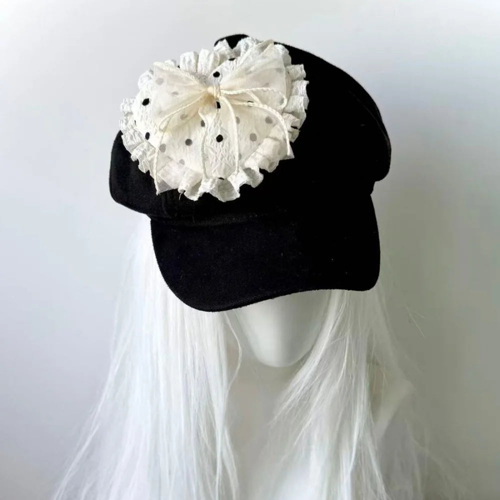 Y2K Original Lace Polka Dot Heart-Shaped Beret