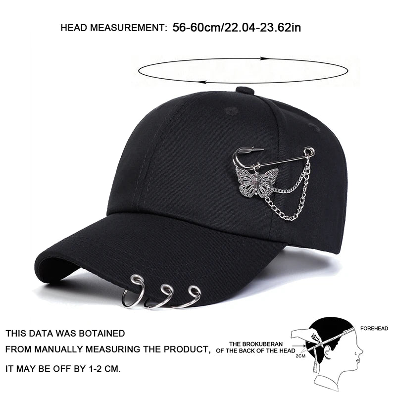 Unisex Butterfly Iron Ring Baseball Caps Spring Autumn