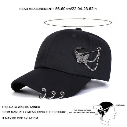 Unisex Butterfly Iron Ring Baseball Caps Spring Autumn
