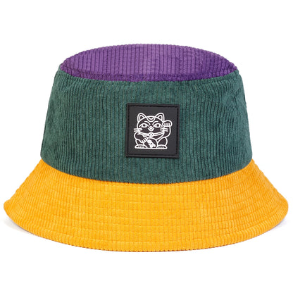 Unisex Cat Embroidery Personality Bucket Hats Fishermen Caps Outdoor Casual Cap Sunscreen Hat