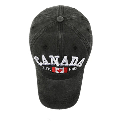Unisex Washed Cotton Vintage Cap Canada Letter Embroidery Baseball Cap Men And Women