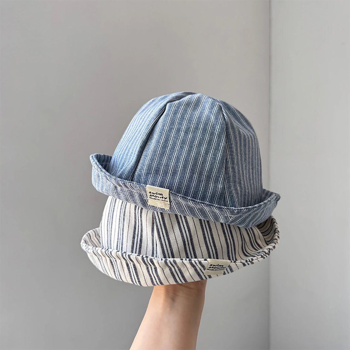 Baby Summer Cotton Fisherman Hat Fashion Striped Wide Brim Bucket Hats For Kids Boys Girls