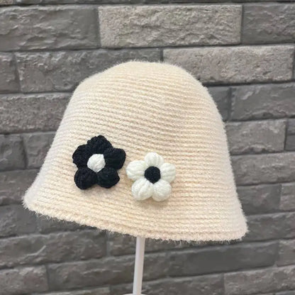 Kids Plush Knit Bucket Hat Autumn Winter Windproof Fisherman Cap