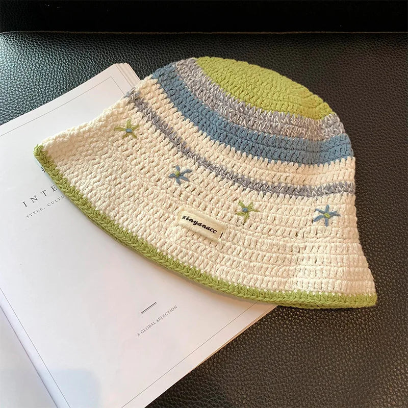 Sweet And Cute Striped Fisherman Hat For Women