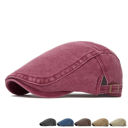 Four Seasons Cotton Solid Newsboy Caps Men Flat Cap