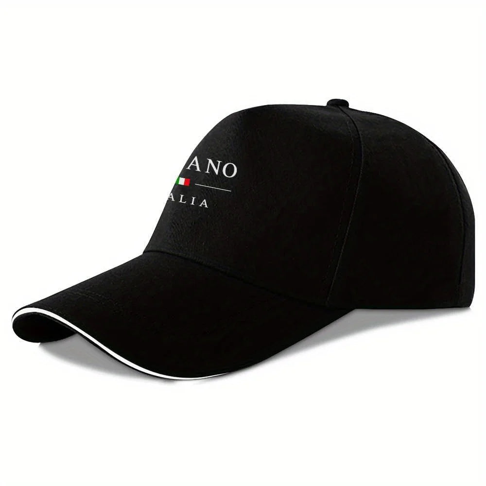 Woven Fabric.1pc Milan Italy Baseball Cap with Italian Flag & Milan Lettering