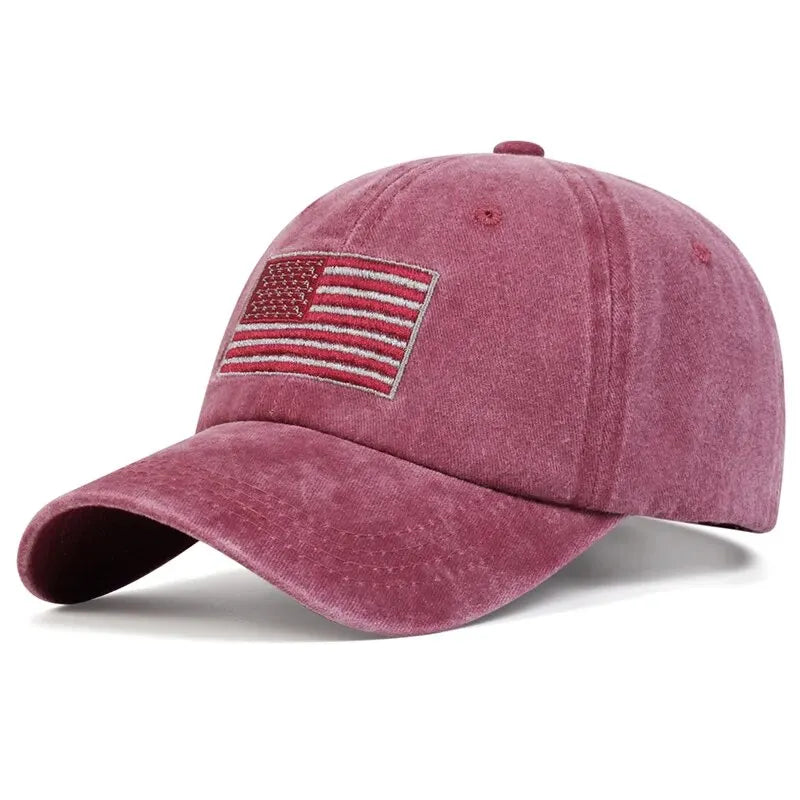 Unisex American Flag Embroidery Wash Baseball Caps Spring and Autumn Outdoor