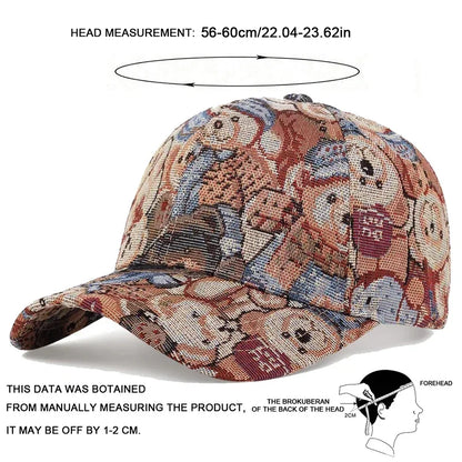 Unisex Cartoon Bear Full Print Baseball Caps Spring Autumn
