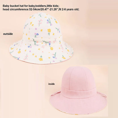 Flower Double Sided Children Bucket Hats Summer Baby Hat