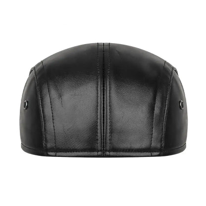 Men Retro Leather Newsboy Caps Autumn Winter Visor Beret Thicken Warm Hat