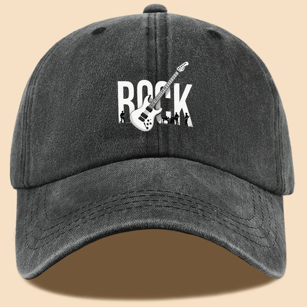Rock Theme Electric Guitar Print Baseball Cap