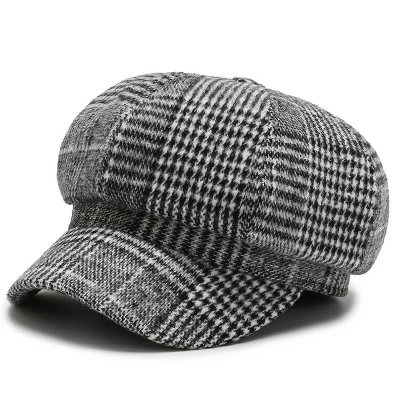 Panama Caps Women's Houndstooth Octagonal Beret