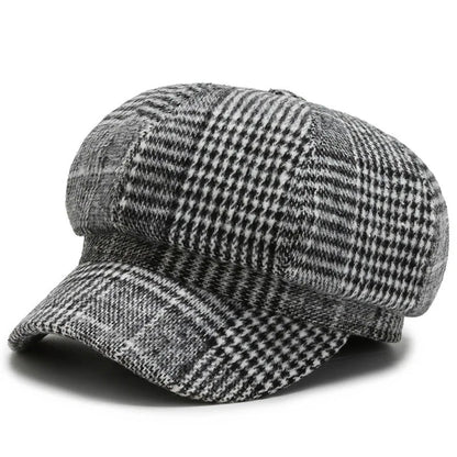 Panama Caps Women's Houndstooth Octagonal Beret