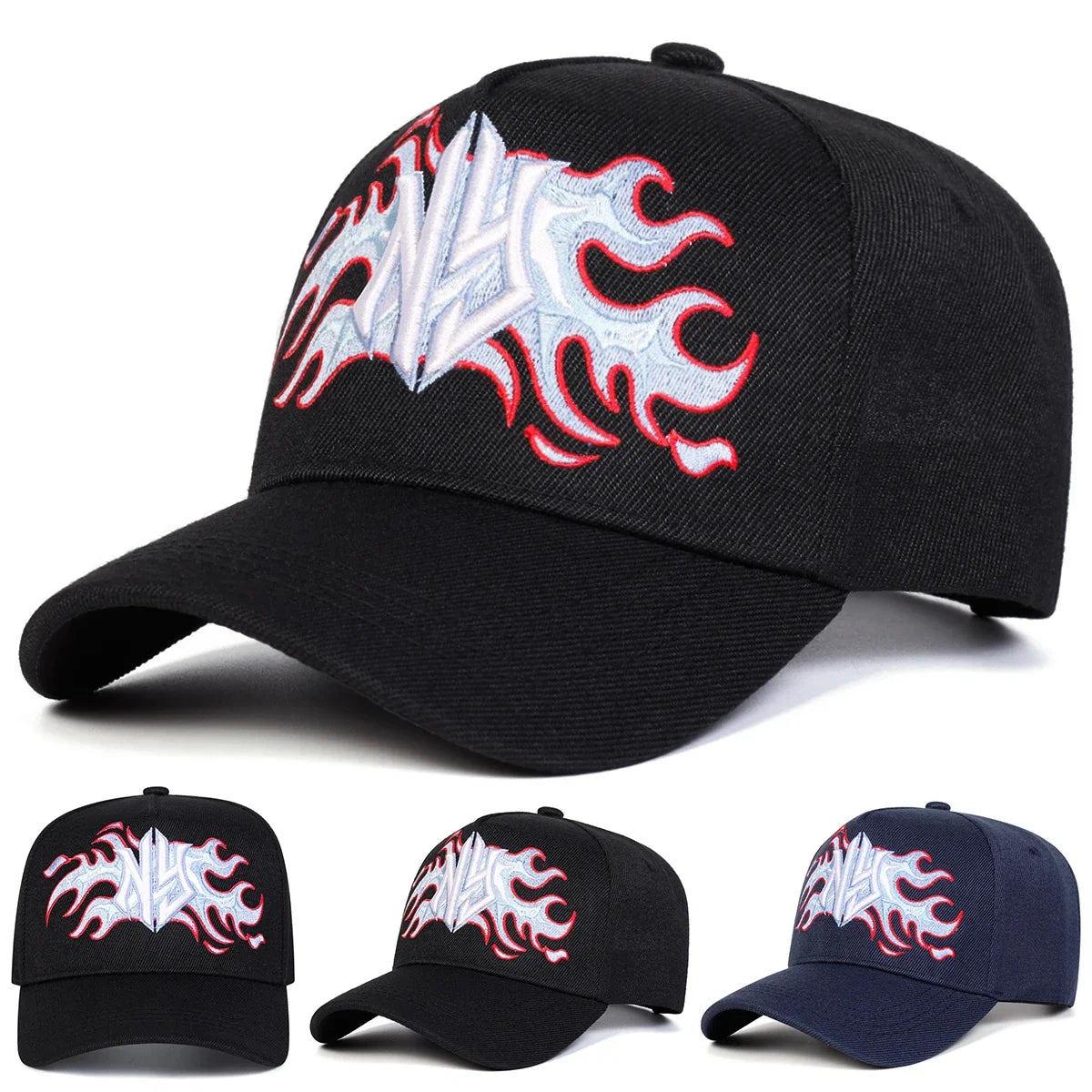Unisex NY Flame Embroidery Baseball Caps Spring Autumn