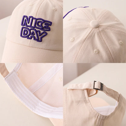 Solid Color Children Baseball Cap Letter Embroidery Baby Boy Girl Sun Hat Causal Outdoor Kids Adjustable Caps